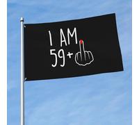 Ho 59 anni più 1 bandiera per ragazzi, bandiere uniche bifacciali per la stanza delle ragazze, 3x5 piedi, arazzo da parete con la scritta "Sono 59 anni più 1"