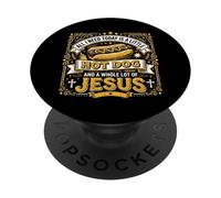 Ho bisogno di Hot Dog e di tanto Gesù, Dio cristiano Cristo PopSockets PopGrip Adesivo