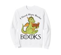 Ho Bisogno di più Libri Funny Dragon Reading Lover Design Felpa