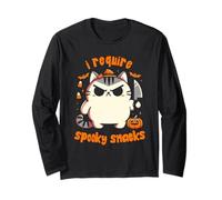 Ho Bisogno di Spooky Snacks Moody Cat Halloween Maglia a Manica