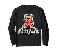 Ho Bisogno di Un Abbraccio da Un Cattivo Orsacchiotto Pixel Broken Heart Maglia a Manica