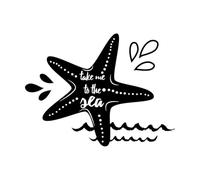Ho bisogno di vitamina mare vacanza motivazionale e citazione di viaggio con ancora onde stelle marine su banner Decalcomanie con incisioni di pregio 60.8x80.6cm Decorazione carrozzeria auto Nero