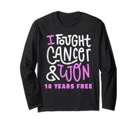 Ho combattuto e Ho Vinto 10 Anni Gratis di sensibilizzazione al Cancro al Seno Rosa Maglia a Manica