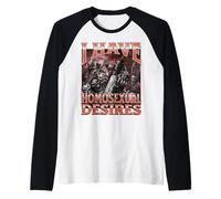 Ho desideri omosessuali Divertente Scheletro duro Meme Bootleg Maglia con Maniche Raglan