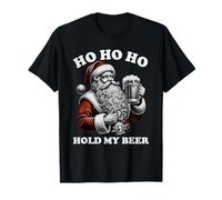 Ho Ho Ho, hold my Beer, divertente Babbo Natale con birra Maglietta