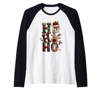 Ho Ho Ho Santa Renna Spirito di Natale Maglia con Maniche Raglan