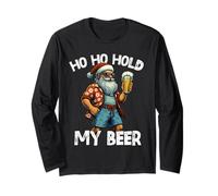 Ho Ho Hold My Beer Divertente Babbo Natale Bere Natale a luglio Maglia a Manica
