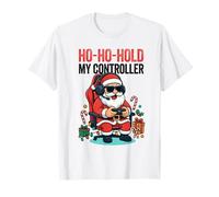 Ho Ho Hold My Controller Divertente Babbo Natale Gamer Natale Maglietta