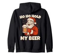 Ho Ho Hold My Drink Funny Santa Drinking Christmas Costume Felpa con Cappuccio