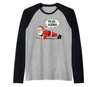Ho Ho Hold The Plank Christmas Santa Workout Funny Gym Retro Maglia con Maniche Raglan
