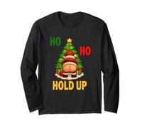 Ho Ho Hold Up Divertente Natale Xmas Santa Design Maglia a Manica