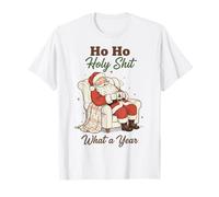 Ho Ho Holy Shit What a Year Funny Christmas Santa Maglietta