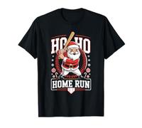 Ho Ho Home Run Baseball Natale Divertente Babbo Natale Vacanze Maglietta