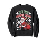 Ho Ho Home Run Divertente Amante del Baseball Cappello di Babbo Natale Felpa