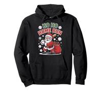 Ho Ho Home Run Divertente Amante del Baseball Cappello di Babbo Natale Felpa con Cappuccio