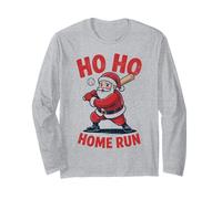 Ho Ho Home Run Divertente Amante del Baseball Cappello di Babbo Natale Maglia a Manica