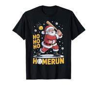 Ho Ho Home Run Divertente Amante del Baseball Cappello di Babbo Natale Maglietta
