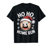 Ho Ho Home Run Funny Baseball Christmas Santa Hat Maglietta