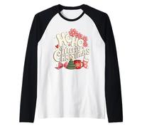 Ho Ho Merry Christmas - Tazza Natalizia con Fiori in Stile retrò Maglia con Maniche Raglan