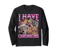 Ho l'IBS cronico Funny Cat Meme Bootleg Graphic degli anni '90 Maglia a Manica