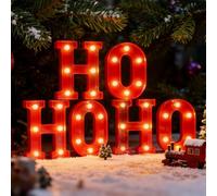 Ho Luci a LED a forma di lettera con luci a LED che si illuminano con luci HOHOHOHO, luci natalizie a batteria, per casa, bar, feste di Natale, camera da letto, decorazione da tavolo, regalo