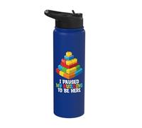 Ho messo in pausa il mio edificio per essere qui Block Building Brick Builder Stainless Steel Insulated Water Bottle