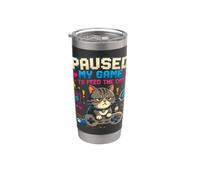 Ho messo in pausa il mio gioco per dare da mangiare a The Cat Gamer Cat Retro Bicchiere termico in acciaio inox doppia parete