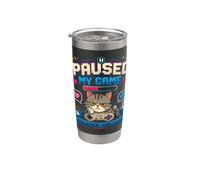 Ho messo in pausa il mio gioco per dare da mangiare a The Cat Gamer Cat Retro Bicchiere termico in acciaio inox doppia parete
