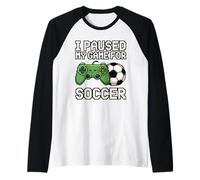 Ho Messo in Pausa Il Mio Gioco per Il Calcio Divertente 8-Bit Pixel Art Gamer Maglia con Maniche Raglan
