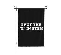 Ho messo la E in bandiera da giardino bifacciale con stelo - 12,5"X18" per decorazioni per esterni per le feste in giardino