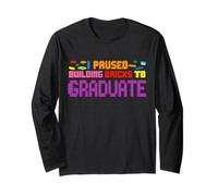 Ho pausato Building Bricks To Graduate Funny Graduate Maglia a Manica