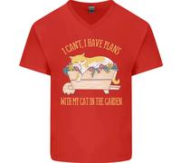 Ho Piani Con Il Mio Gatto Nel Giardino Maglietta In Cotone A V Per Uomo