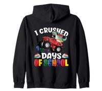 Ho schiacciato 100 giorni di scuola T-Rex Dinosaur Monster Truck Felpa con Cappuccio
