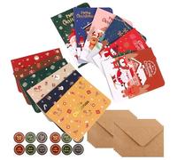 HO-SFSM 12 Pezzi Biglietto Auguri Natale con Buste, Cartoline di Natale Con Buste e carta da lettere e Adesivi set per Bambini Amici Familiari per Natale, Regalo di Natale, Capodanno