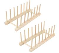 HO-SFSM 2 Pezzi Scolapiatti in Legno, Scolapiatti da Appoggio,Porta Bottiglie Acqua, Portapiatti, Scola Piatti, per Libro, Piatti, Tazze, Cd, Bicchiere per Vino