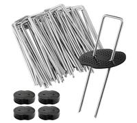 HO-SFSM 50 Pz Picchetti Giardino 50 Rondelle, Picchetti Telo Pacciamatura, Picchetti Ancoraggio per Campeggio, Tenda, 150mmx40mm Ø4mm