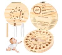 HO-SFSM Scatola porta dentini da latte in Legno, Scatola dentata in legno, Bambini in legno Ricordo regalo, Accumulazione dei denti ideale come regalo di compleanno o battesimo