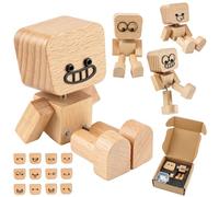 HO-SFSM Statuetta di un Uomo in Legno che Trema | Uomo di Legno che si Scuote con 12 Espressioni per Auto Divertente Scrivania Legnos