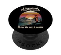 Ho socializzato questo fine settimana - Retro Tramonto introverso Sociale PopSockets PopGrip Adesivo