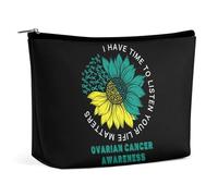 Ho tempo per ascoltare la tua vita è importante. Borsa cosmetica per la consapevolezza del cancro ovarico. Borsa da viaggio portatile per il trucco. Borsa da toeletta di grande capacità. Borse portaog