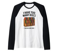Ho troppi Dischi Player Men Funny Disc Golf Maglia con Maniche Raglan