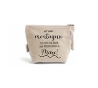 "Ho una montagna di cose da fare ma preferisco il mare" Pochette Donna In Cotone Personalizzata Idea Regalo Compleanno Estate Vacanze mare Trousse Porta Trucchi Oggetti Astuccio Con Stampa colorata