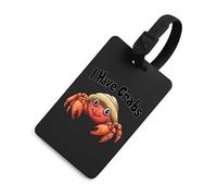 Ho un'etichetta per bagaglio a forma di granchio eremita per borsa da viaggio, carina, etichette identificative per valigie, etichette per bagagli, stile nero