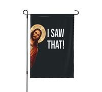 Ho visto quel divertente Gesù cristiano Dio Cristo Croce 2024 Solo bandiera da giardino di dimensioni doppie 12,5"X18" Bandiera da giardino Decorazione per la casa all'aperto Cartello per la casa