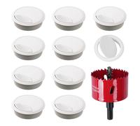 HO2NEL 10pcs 60mm Passacavi Scrivania Bianco Passacavo per Scrivinia in Plastica Foro Passacavi Scrivania + Sega a Tazza per per Ufficio Casa Hotel Scrivania