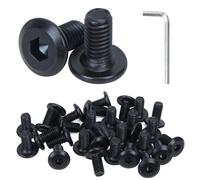 HO2NLE 30 Pezzi Viti a Testa Nera Bulloni a Testa Piatta Esagono Incassato Viti di Connessione Per Mobili, Filettatura Completa con Chiave a Brugola (8 x 16)
