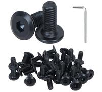 HO2NLE 30 Pezzi Viti a Testa Nera Bulloni a Testa Piatta Esagono Incassato Viti di Connessione Per Mobili, Filettatura Completa con Chiave a Brugola (5 x 25)
