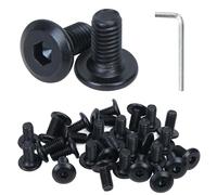 HO2NLE 30 Pezzi Viti a Testa Nera Bulloni a Testa Piatta Esagono Incassato Viti di Connessione Per Mobili, Filettatura Completa con Chiave a Brugola (5 x 16)