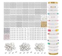 HOAENTSA Kit per la Creazione di Braccialetti dell'Amicizia - 1950 Pezzi Perline Lettera (Vocale, Numero, Distanziale) - Perline Rotonde Acriliche 4x7mm A-Z per la Creazione di Gioielli