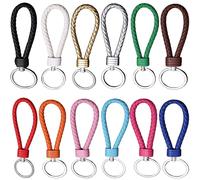HoAhaMay 12 Pezzi Portachiavi in Pelle Intrecciati, PU Colorati Portatile per Chiavi dell'Auto, Bicicletta e Casa Unisex (12 Colori)